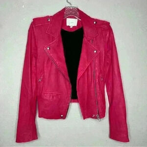 IRO pink leather moto jacket
